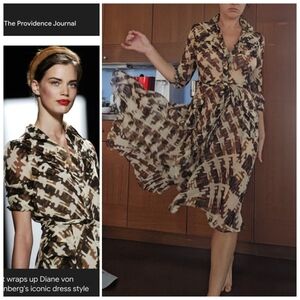 Diane von furstenberg Hillevi Iconic Silk Floaty Deer Geo Pocket  Midi Dress 4